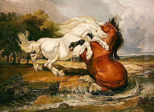 Fighting Horses, 1808 Oil Painting by James Ward