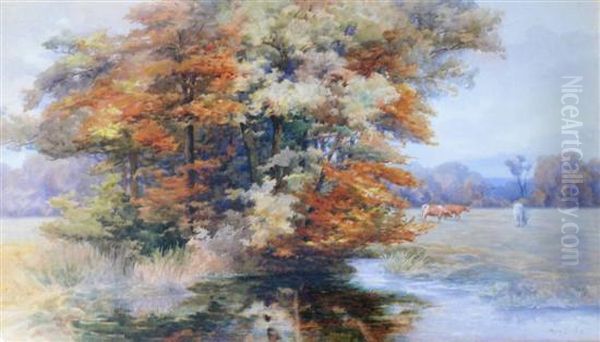 Autumn In An Irish Park Oil Painting by Mary Georgina Barton