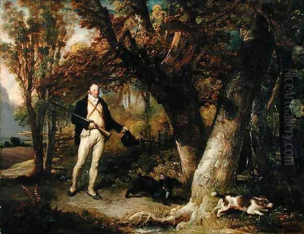 Portrait of the Rev. Thomas Levett and Favourite Dogs, Cock-Shooting, 1811 Oil Painting by James Ward