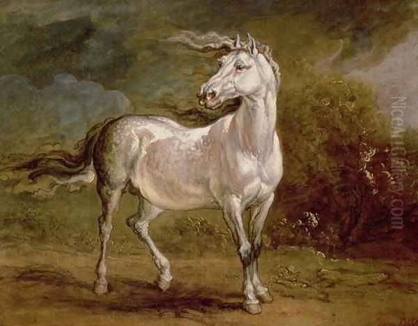 A Grey Charger in a Landscape Oil Painting by James Ward