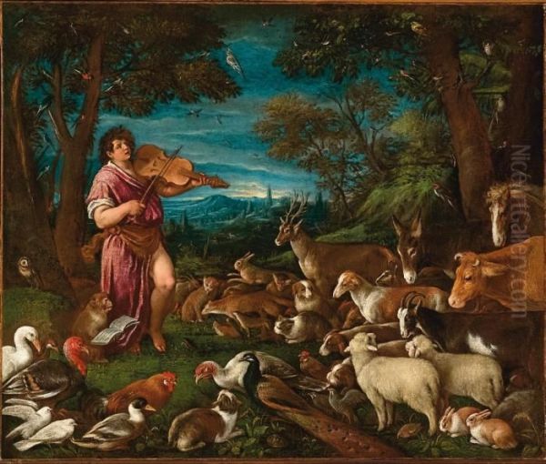 Orfeo E Gli Animali Oil Painting by Jacopo Bassano (Jacopo da Ponte)