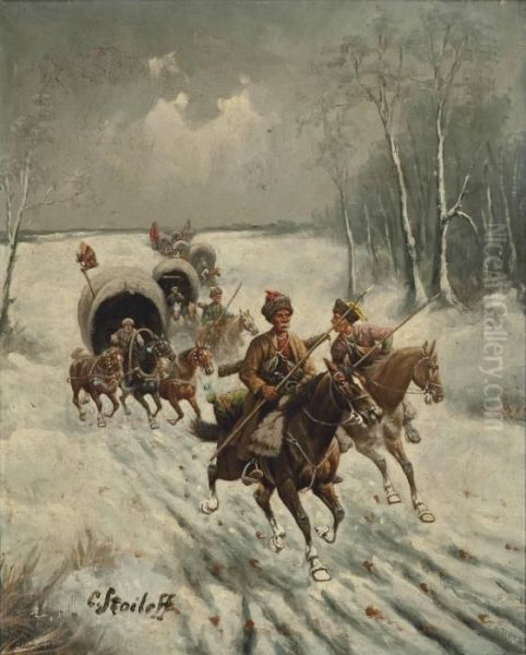 The Siberian Gold Convoy Oil Painting by Adolf Baumgartner