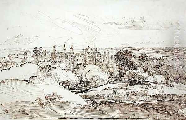 Lea Castle from above the Woods, 1814 Oil Painting by James Ward