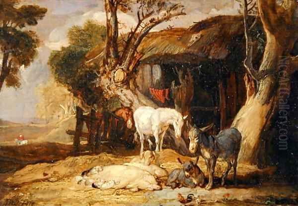 The Straw Yard, 1810 Oil Painting by James Ward