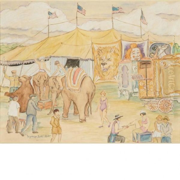 Outside The Big Top Oil Painting by Reynolds Beal