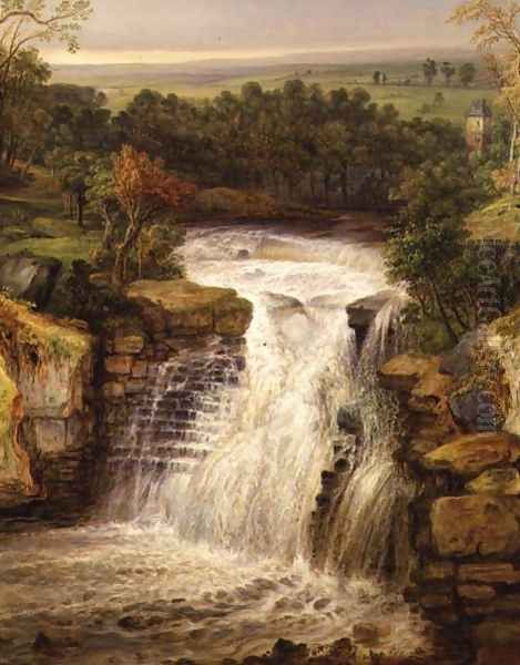 The Falls of the Clyde after a Flood Oil Painting by James Ward