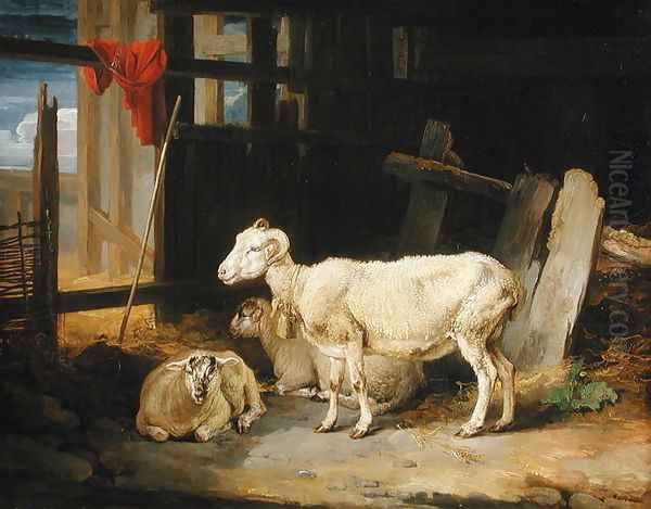 Heath Ewe and Lambs, 1810 Oil Painting by James Ward