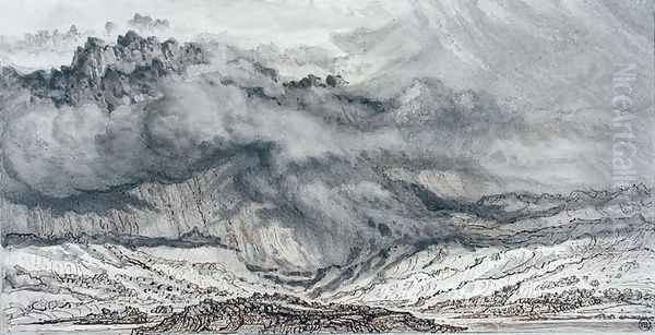 Snowdon, An Approaching Storm, 1853 Oil Painting by James Ward