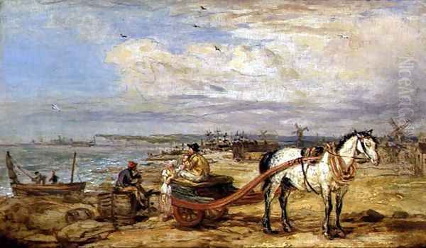 Fisherfolk on the Beach Oil Painting by James Ward