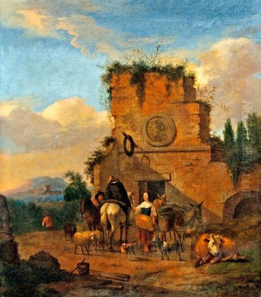 Italianizalo Taj Epuletrommal Es Alakokkal Oil Painting by Abraham Jansz Begeyn