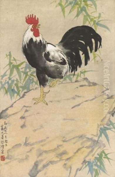 Rooster Oil Painting by Xu Beihong