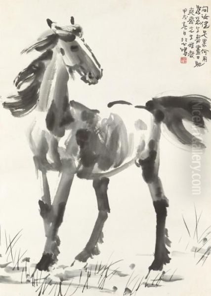 Standing Horse Oil Painting by Xu Beihong