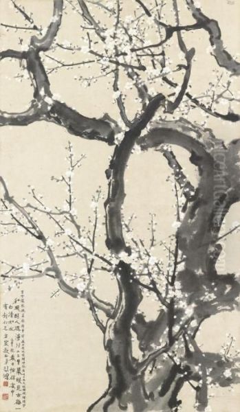 White Plum Blossoms Oil Painting by Xu Beihong