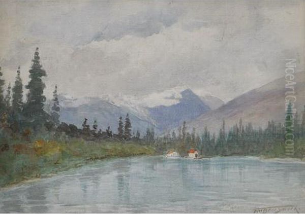 Lakeside Dwelling Oil Painting by Frederic Marlett Bell-Smith