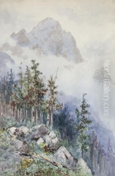 Mountains With Mist And Glaciers Oil Painting by Frederic Marlett Bell-Smith