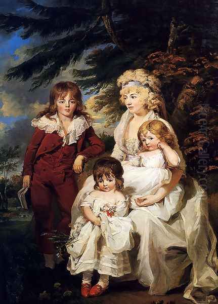 Portrait Of The Hon. Juliana Talbot, Mrs Michael Bryan (1759-1801), With Her Children Henry, Maria And Elizabeth Oil Painting by James Ward