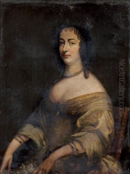 Portrait De Femme Assise Oil Painting by Alexis Simon Belle