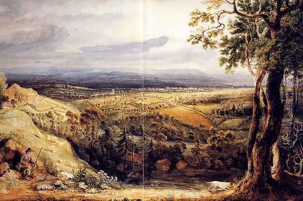 View In Somersetshire From Fitzhead, The Seat Of Lord Somerville Oil Painting by James Ward