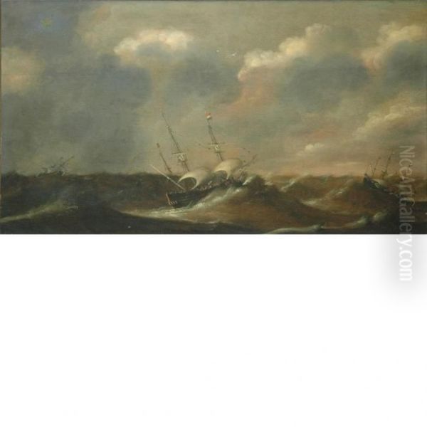 Storm At Sea Oil Painting by Jacob Adriaensz. Bellevois