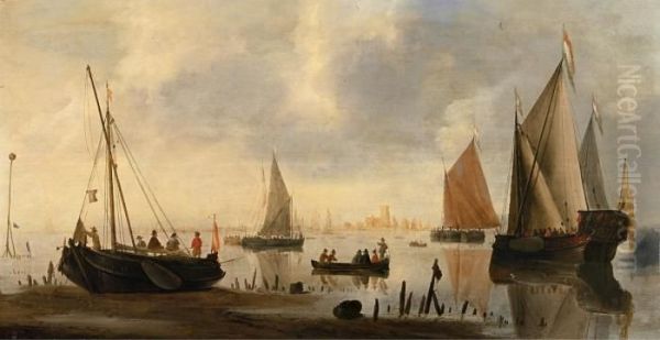 Seestuck Mit Der Ansicht Von Dordrecht Oil Painting by Jacob Adriaensz. Bellevois