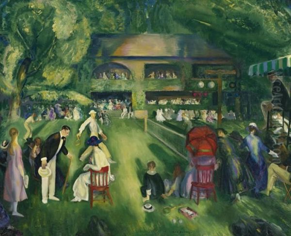 Tennis At Newport Oil Painting by George Wesley Bellows