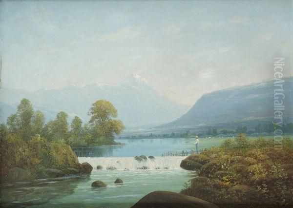 Peche En Montagne Oil Painting by Leon Adolphe Belly