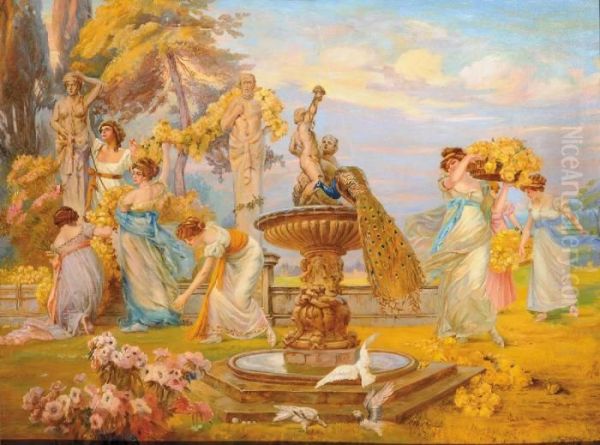 Scena Allegorica Oil Painting by Achille Beltrame