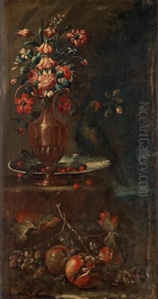 Still Life With Flowers And Parrot Oil Painting by Andrea Belvedere