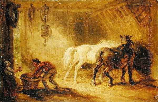 Interior of a Stable, c.1830-40 Oil Painting by James Ward