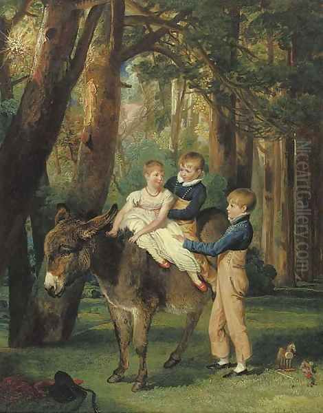 Group Portrait of John, Theophilus and Frances Levett Oil Painting by James Ward