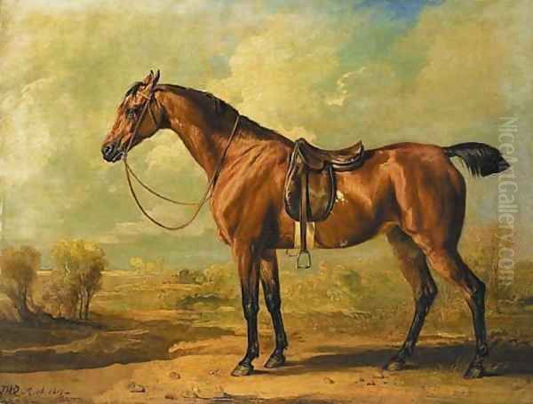 Wasp, a saddled bay hunter, in a landscape by James Ward