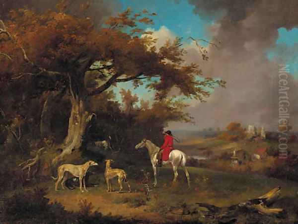 A huntsman and hounds on the edge of a wood Oil Painting by James Ward