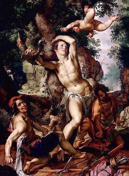 The Martyrdom of St Sebastian 1600 Oil Painting by Joachim Wtewael (Uytewael)