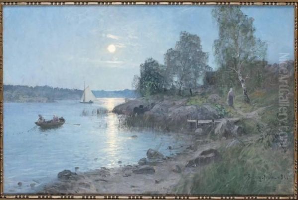 Sommarkvall Oil Painting by Alfred Bergstrom