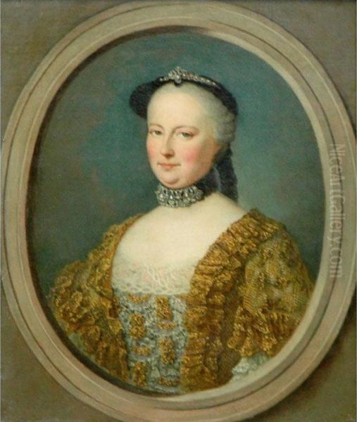 Portrait Of Maria Theresa, Empress Of Austria Oil Painting by Pierre Bernard