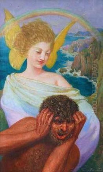 Ariel Et Caliban, Illustration De La Tempete De Shakespeare. Oil Painting by Valere Bernard