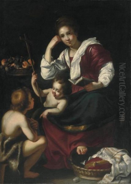 The Madonna And Child With The Infant Saint John The Baptist Oil Painting by Bernardo Strozzi