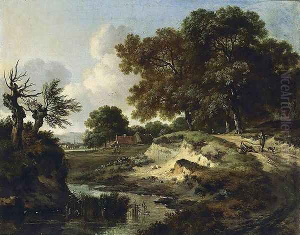 Wooded Landscape 1670s Oil Painting by Jan Wynants