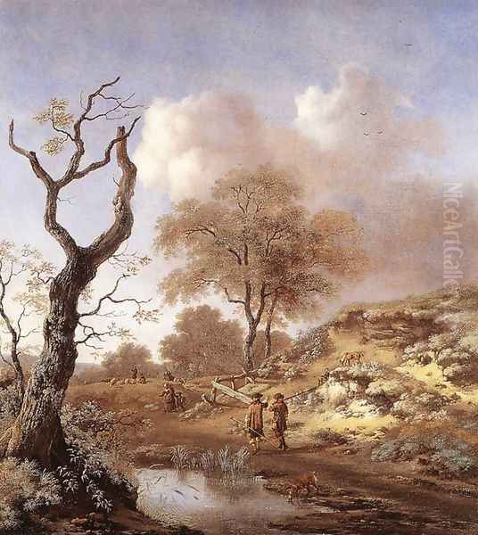 A Hilly Landscape 1660-65 Oil Painting by Jan Wynants