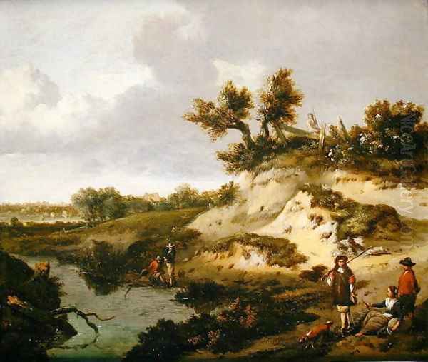 A dune landscape with figures Oil Painting by Jan Wynants