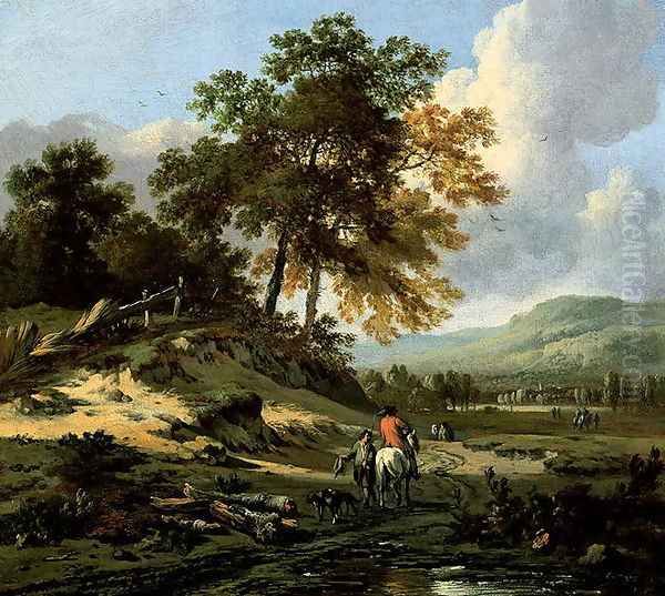 Landscape with Figures, 1679 Oil Painting by Jan Wynants