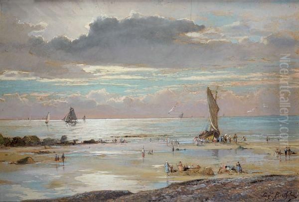 Scene De Plage Oil Painting by Eugene Berthelon