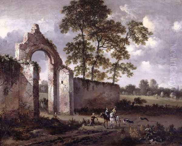 Landscape with a Ruined Archway Oil Painting by Jan Wynants