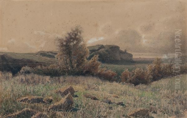 Paesaggio Della Campagna Romana Oil Painting by Cesare Bertolla