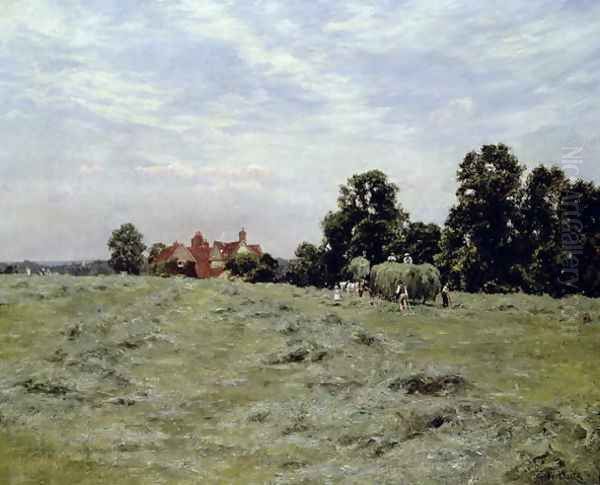 A June Hayfield, 1906 Oil Painting by Edward Wilkins Waite