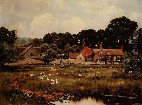 The Hatch Farm, Gomshall, Surrey Oil Painting by Edward Wilkins Waite