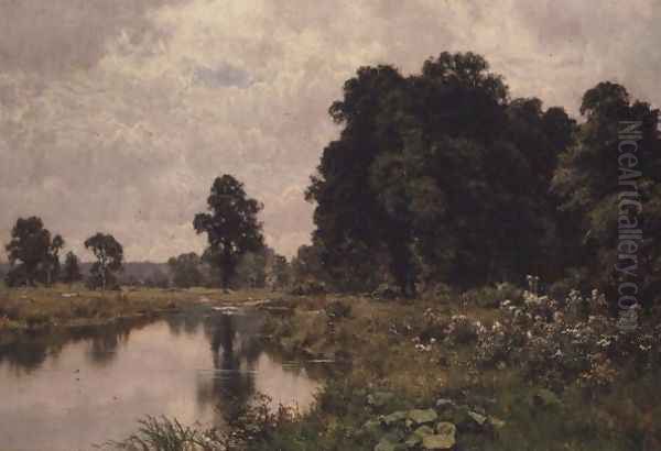 In The Summer Meadows, Woolhampton Oil Painting by Edward Wilkins Waite