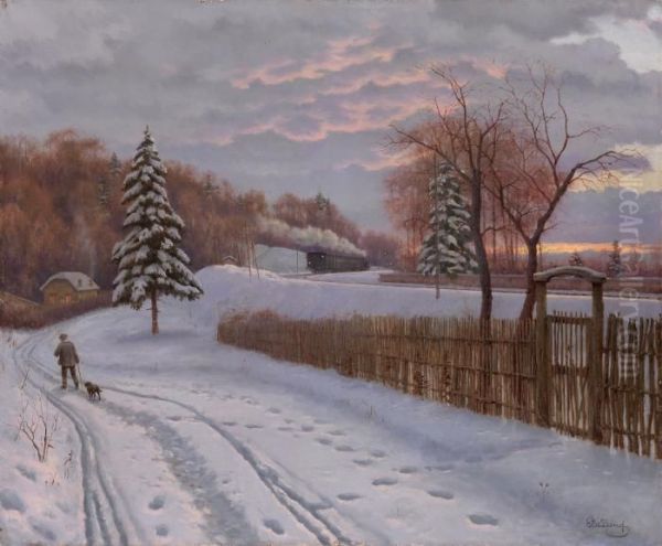 Winter Landscape Oil Painting by Boris Vasilievich Bessonov