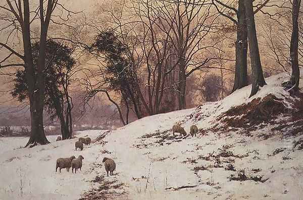 A Winters Afternoon, scene near Wotton, Surrey, 1891 Oil Painting by Edward Wilkins Waite