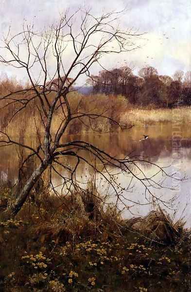 Marsh Marigolds, Paddington Pond, Abinger Hammer, 1892 Oil Painting by Edward Wilkins Waite